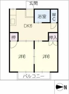 古城ハイツ【2階】の間取り