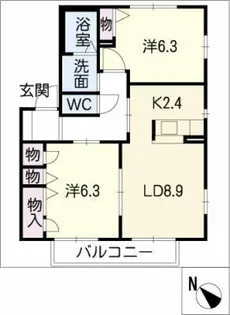 サニーウェル樹B棟【1階】の間取り