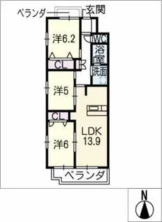 サンメゾン天王【2階】の間取り