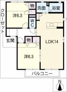サンシャイン八丁D棟【2階】の間取り