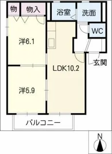 サニーハウス六軒屋A棟【2階】の間取り