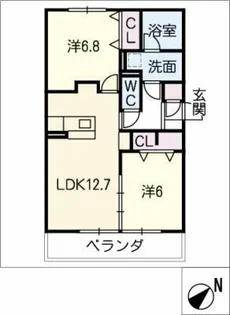 サニープレイス十一屋G棟【2階】の間取り