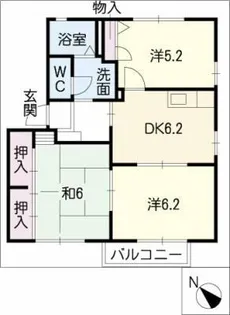 ルミエール東小鷹野A棟【2階】の間取り