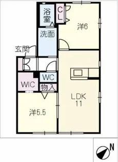 カーサ・キタシロ【1階】の間取り