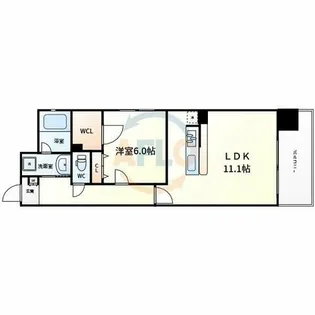 オーシャン松屋町【6階】の間取り