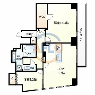 ジオタワー新町【17階】の間取り