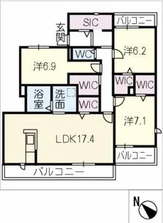 グランデュールメゾンARATA【3階】の間取り