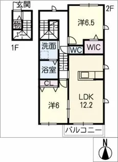パークサイド岩船A棟【2階】の間取り