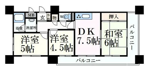ロイヤルコーポ姫路【2階】の間取り