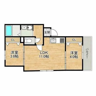 EST高見ノ里【2階】の間取り