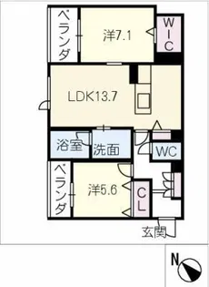 クレールコート安城【2階】の間取り