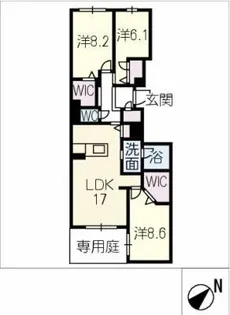 クレールコート安城【1階】の間取り