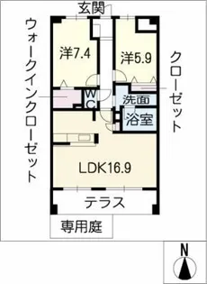 THE PARK TOKINOTERRACE【1階】の間取り