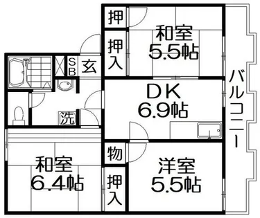 タウニーモイスンB棟【2階】の間取り