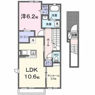 ティープラント飛鳥【0205号室】の間取り