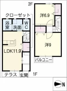 カーサグランデ池場【2階】の間取り