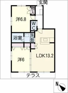 メゾンドやまなし【1階】の間取り