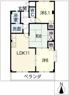 ロイヤルイケグチ 北棟【2階】の間取り