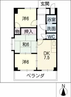 八田坪井ハイツ【6階】の間取り