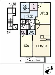 シルキード憩Ⅱ【2階】の間取り