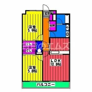 グルーリャ大和Ⅱ【406号室】の間取り
