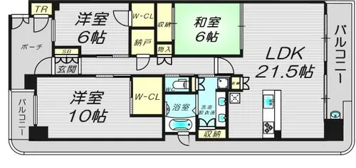 なんばセントラルプラザリバーガーデン【6階】の間取り
