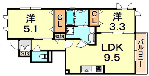 SUNNY GABLES【1階】の間取り