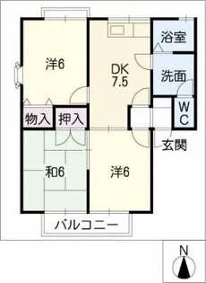 セジュール香久山B棟【1階】の間取り