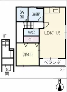 リーブルファイン新田町 2号棟【2階】の間取り