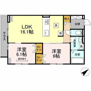 グレイスガーデン赤渋【1階】の間取り