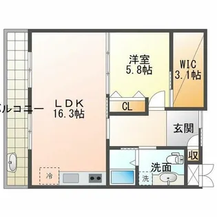 ジュリオ朝霧【5階】の間取り