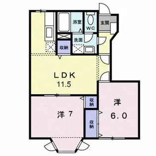 ル・プレンシュルA【1階】の間取り