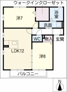リバーイースト北畑B棟【1階】の間取り