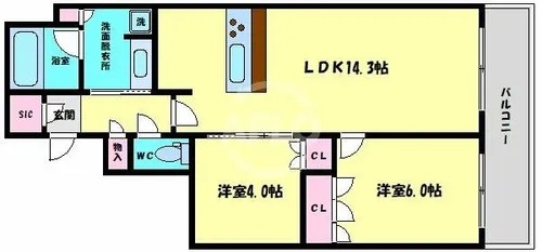 MJR堺筋本町タワー【18階】の間取り