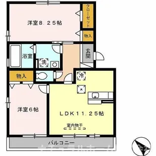 ラ フルール B棟【102号室】の間取り