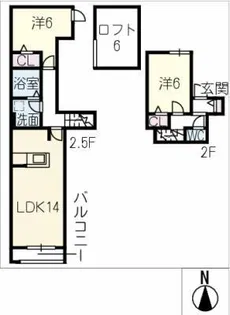仮)ベルリード住吉【2階】の間取り