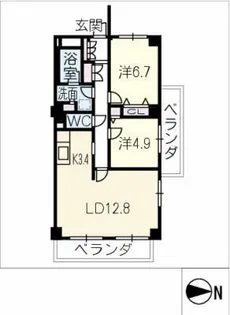 千種春岡パークハウス405号室【4階】の間取り