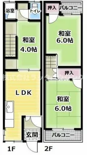 大阪府門真市千石西町【テラスハウス】の間取り