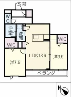 ベレオ井田公園【2階】の間取り