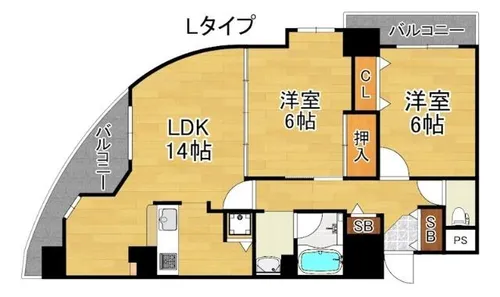 フェルザ住之江公園【3階】の間取り