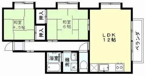 第一高丘コーポ【202号室】の間取り