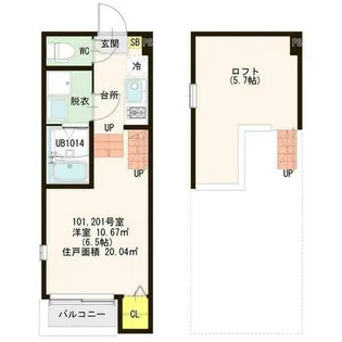 ハーモニーテラス上飯田西町【101号室】の間取り