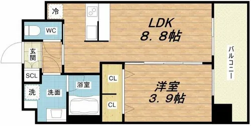 プレジオ弁天町ASIAN【7階】の間取り