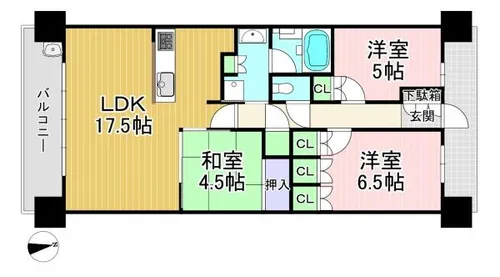 京都桂川つむぎの街ブライトスクエア 14xx号【14階】の間取り