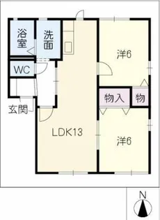 レインボーハイツA棟【1階】の間取り