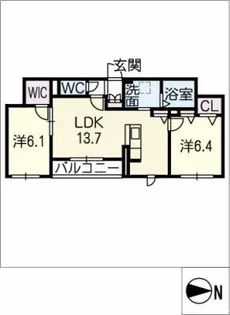 オーヴェスト御津【1階】の間取り