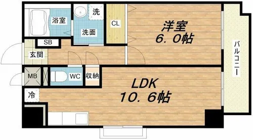 サニーサイド玉造【6階】の間取り