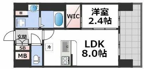 セレニテ難波ミラク壱番館【10階】の間取り