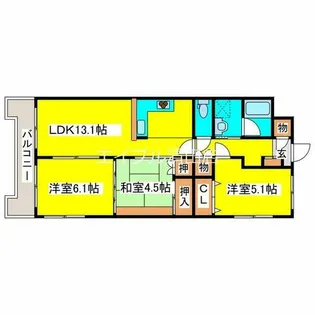 パレスニーノ北広島【206号室】の間取り