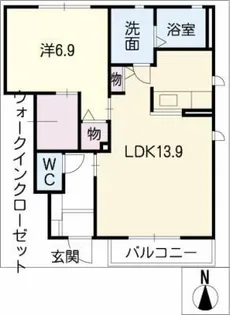 ラフィネ中央B棟【1階】の間取り